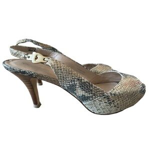 Via Spiga Snakeskin Platform Sling Back Open Toe Heels Size 9.5
